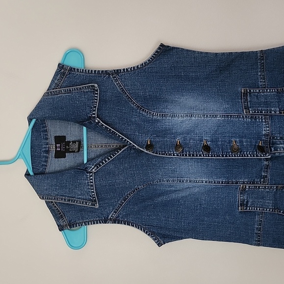 Emergency Exit Y2K button up stretch denim romper Large - Picture 3 of 7